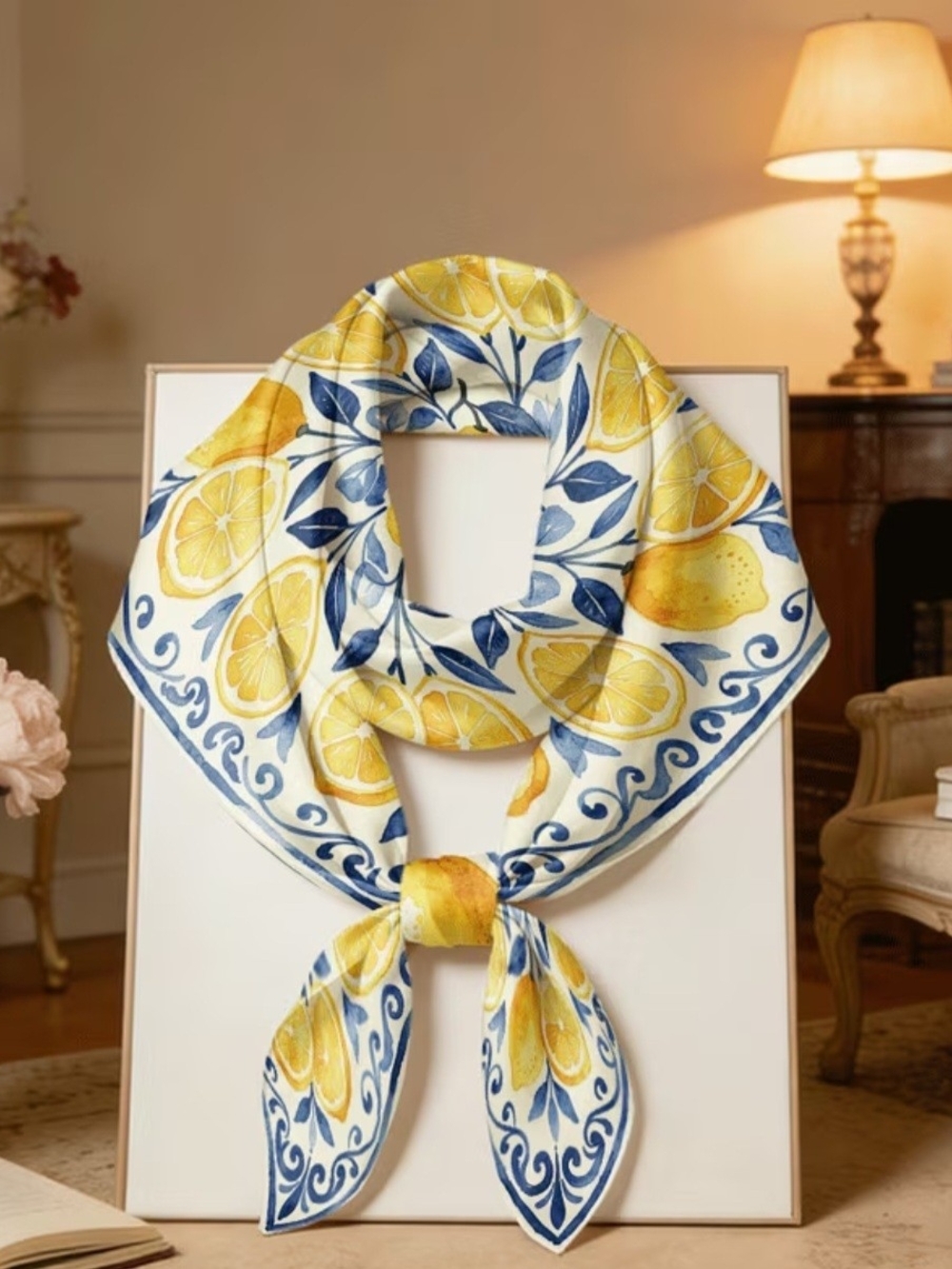 Yellow Lemon Print Scarf